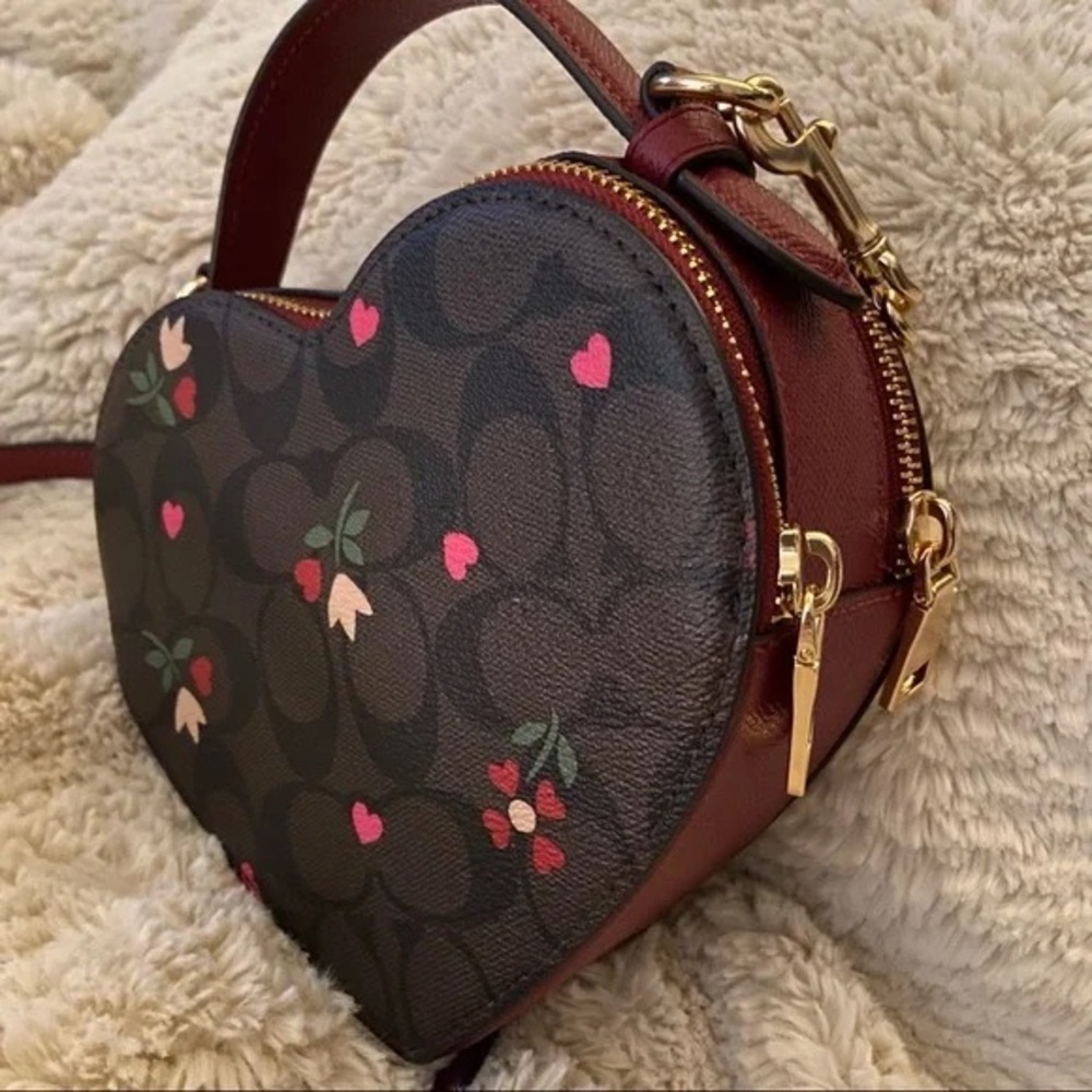 Coach Heart-Shaped Black and Pink Bag - Picture 6 of 9